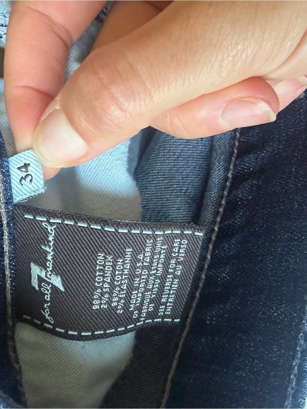 7 For All Mankind Austyn Straight Leg Jeans Dark Wash Stretch Men's 34
